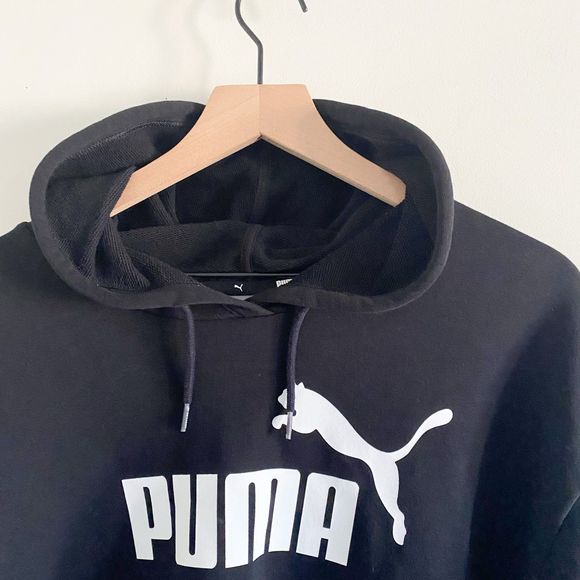 PUMA Black Cropped Athletic Signature Hoodie - Picture 2 of 7